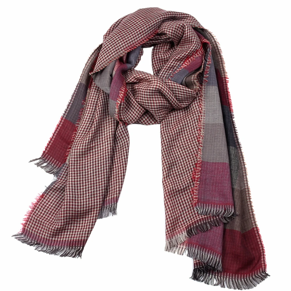 wool scarf mens BUTTERMERE Men Scarf Plaid Double-Sided British Style Scarf for Men Red Purple Blue Long Mens Scarves Autumn Winter Accessories head scarves for men