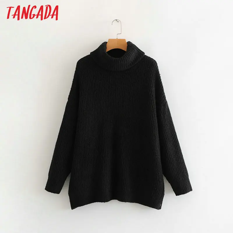 Tangada, женские джемперы с воротником, свитера, большие размеры, Зимняя мода, длинный свитер, пальто, рукав летучая мышь, Рождественский свитер HY135