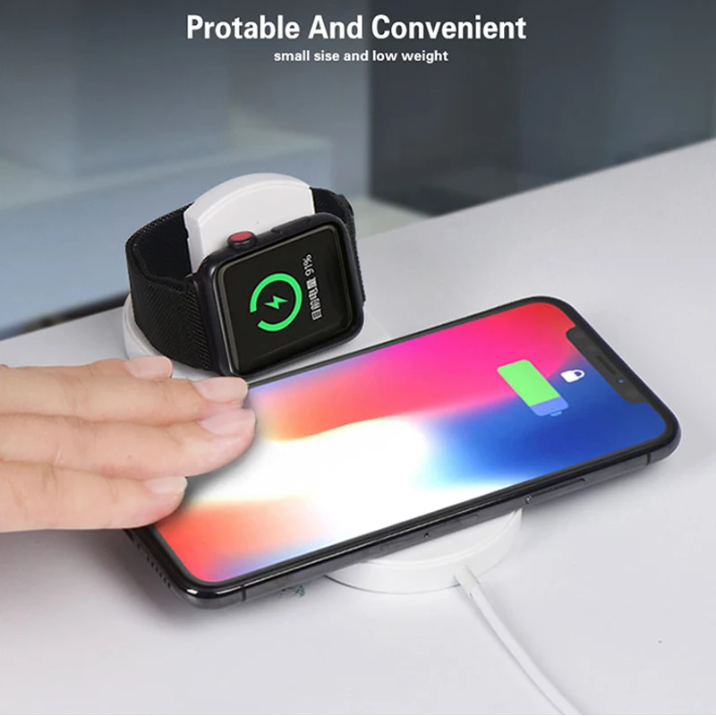 Qi Беспроводная зарядная док-станция для Apple Watch iWatch Series 1 2 3 10 Вт Беспроводная Быстрая зарядка для iPhone 8 11 X Xs Pro Max XR
