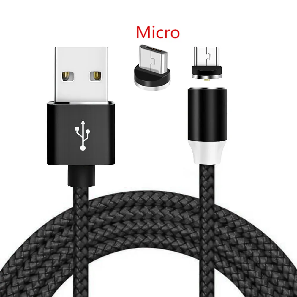 Магнитный Micro-USB кабель для зарядного устройства Redmi 7A 6 5 vivo S1 Oppo A9 R11 телефон настенное зарядное устройство для huawei Y5 Y6 Y7 Y9 8A honor 8X - Тип штекера: Only Black 1M Cable