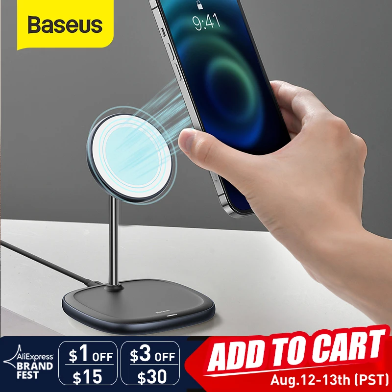 Baseus Magnetic Desktop Bracket Wireless Charger For iPhone 12 Series Desktop Holder Stand Phone Holder 10W Wireless Charger