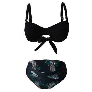 

WOMAIL Women Bandeau Padded Push Up Off Shoulder Underwear Set Underwear Lingerie Set Sexy Tiger Print Lenceria Mujer 19Dec09
