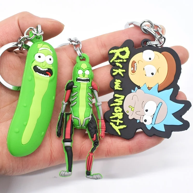 

Rick and Morty Pickle Keychain Hot Anime Keychain Keyring Pendants Cosplay Costume Accessory Ornament Decor Key Ring Kids Gifts