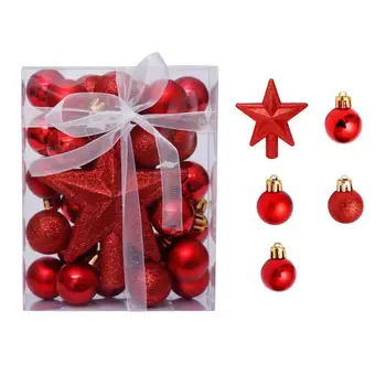 

30 Piece Set Colorful Christmas Pendant Christmas Tree Ornaments Balls Holiday Hanging Decorations Holiday Star Decorative Suit