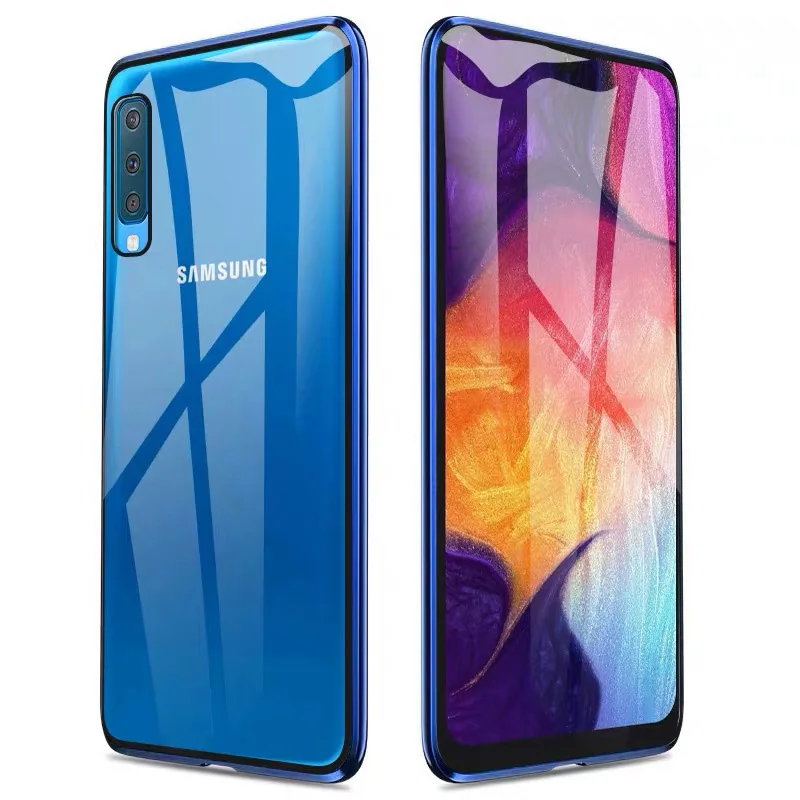 Магнитный металлический чехол для samsung Galaxy Note 10 Pro 8 9 S10 S9 S8 плюс A7 A8 A9 A10 A50 A70 A20 A30 Двусторонняя стеклянная крышка