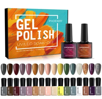 

Gel Nail Polish Set 16Pcs Gel Colors Semi Permanent Varnish Soak Off UV Gel LED Dryer Lamp Nail Art Tools For Manicure Nail Kit