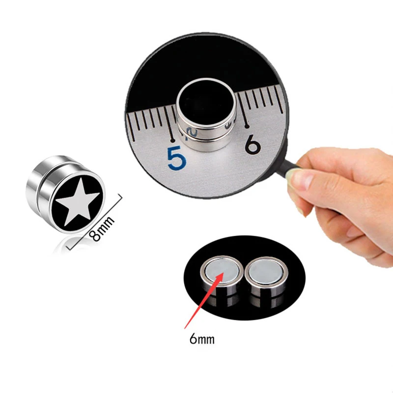 8mm Men Women Strong Magnet Magnetic Health Care Ear Clip Earrings Non Piercing Fake Earrings Street Pop Punk Jewelry 1 piece
