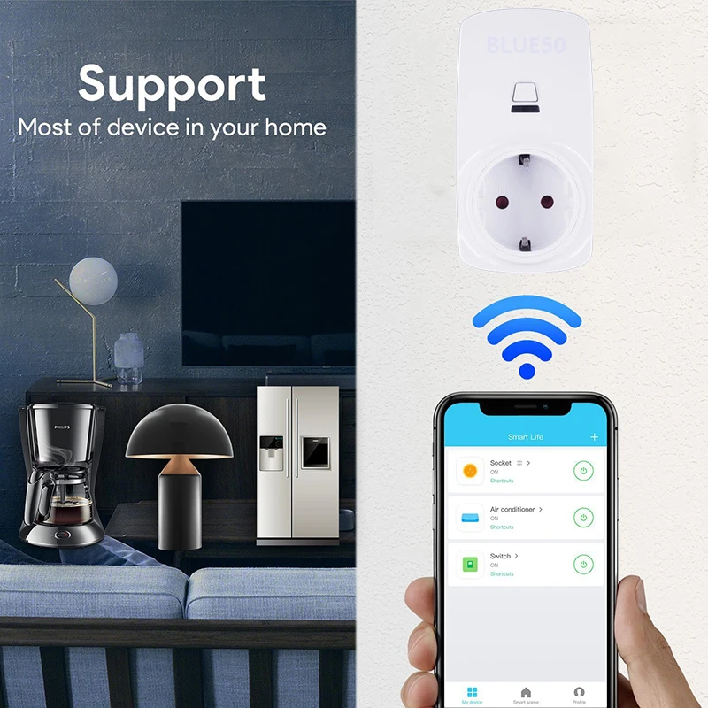 Умная розетка Tuya Plug WiFi беспроводной пульт дистанционного управления адаптер модуля с таймером совместим с Alexa Google Home Voice