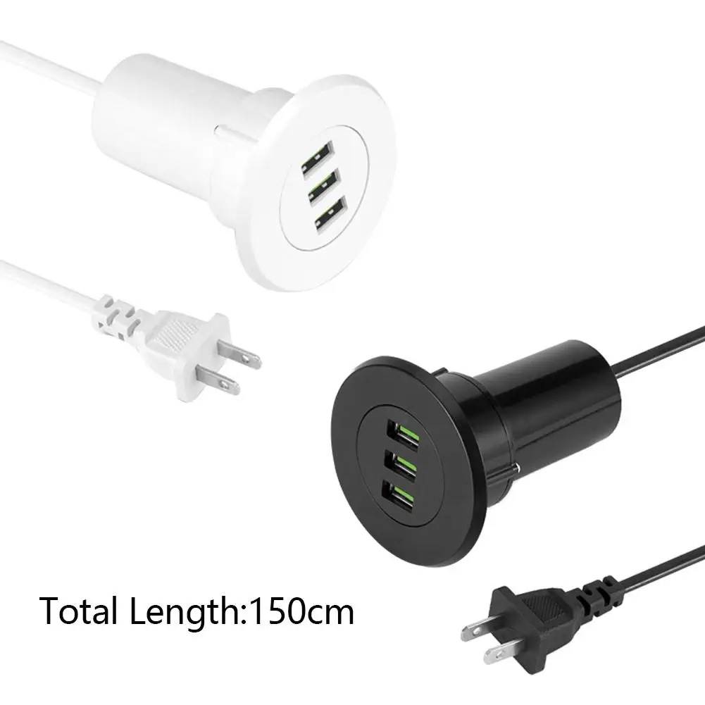 Универсальное настольное зарядное устройство 3 USB, настольное зарядное устройство USB, резьбовое отверстие, офисное, домашнее, настольное отверстие, зарядная станция, крышка, аксессуары для офиса# N