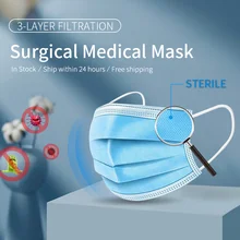 100 шт одноразовые стерильные медицинские хирургические маски Антивирусы и антибактериальные стерильные маски 3 слоя защитная маска для лиц...()