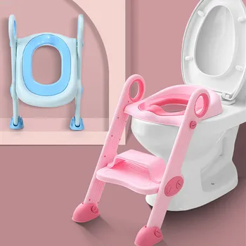

2-10 Year-old Children Toilet Seat Ladder Soft/Hard PadChildren Ladder Toilet Foldable Baby Potty Toilet Training Step Stool