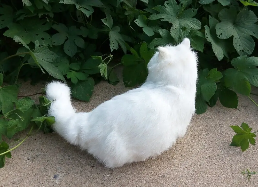 Большие размеры, белые Коты, плюшевые куклы, детские животные, модели игрушек, Реалистичная длиннохвостая кошка Декор для дома, детские подарки на день рождения и Рождество