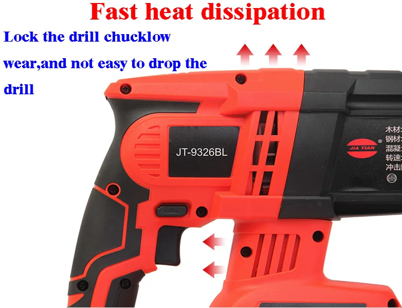 19800mAh 198VF Electric Hammer Brushless Cordless Lithium-Ion Hammer Drill with 1 or 2 Battery Power Tools