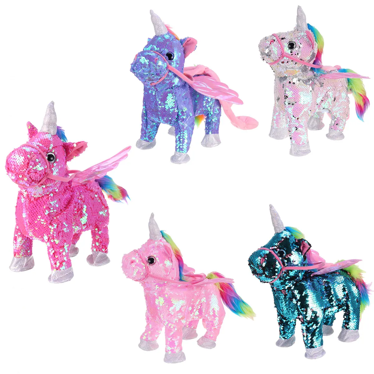 Милый блесток Un icorn электрическая ходьба плюшевые игрушки чучело игрушка электронная музыкальная игрушка забавные игрушки для детей Рождественский подарок