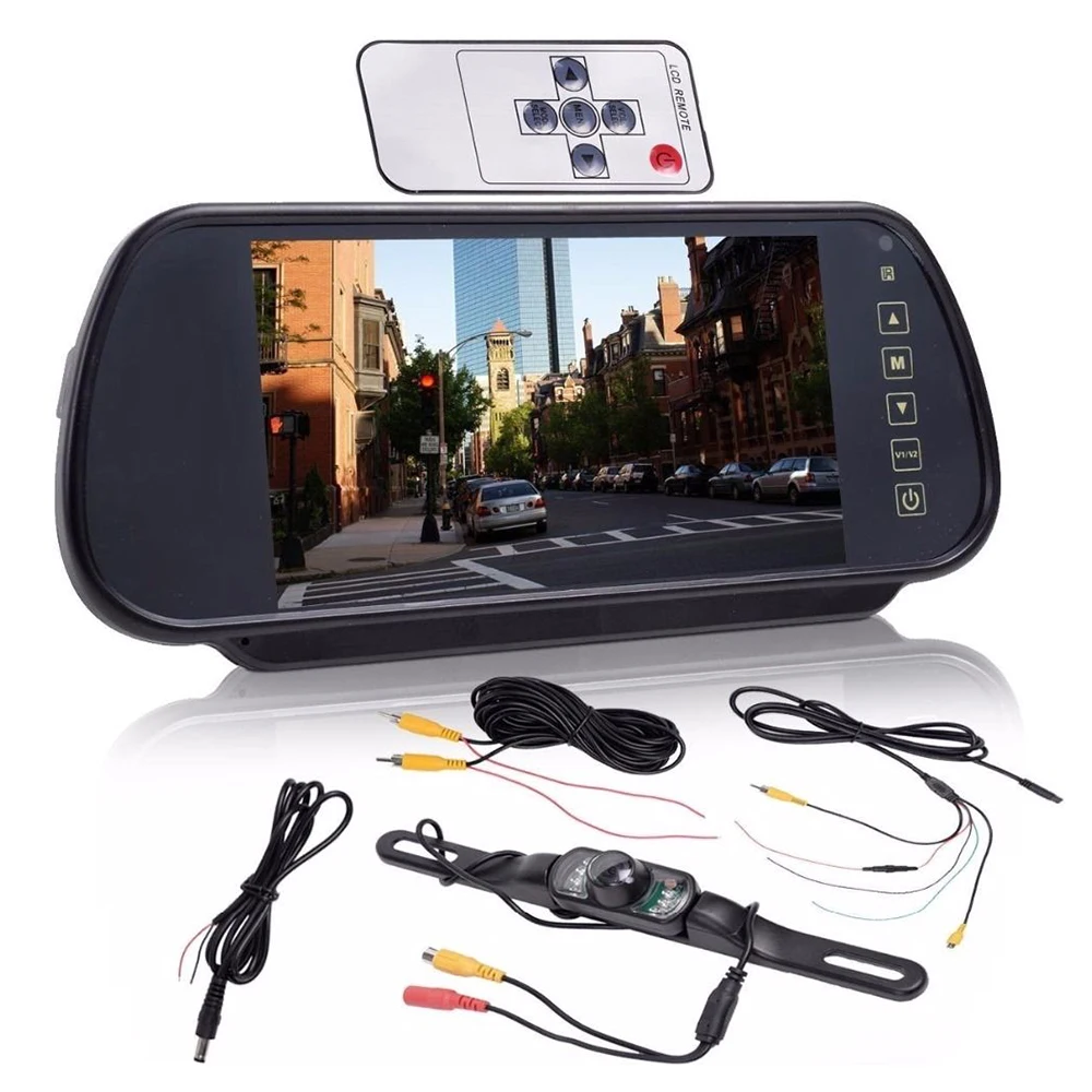 7" Car Rear View Mirror Monitor Night Vision Reversing Parking Backup Camera Kit
