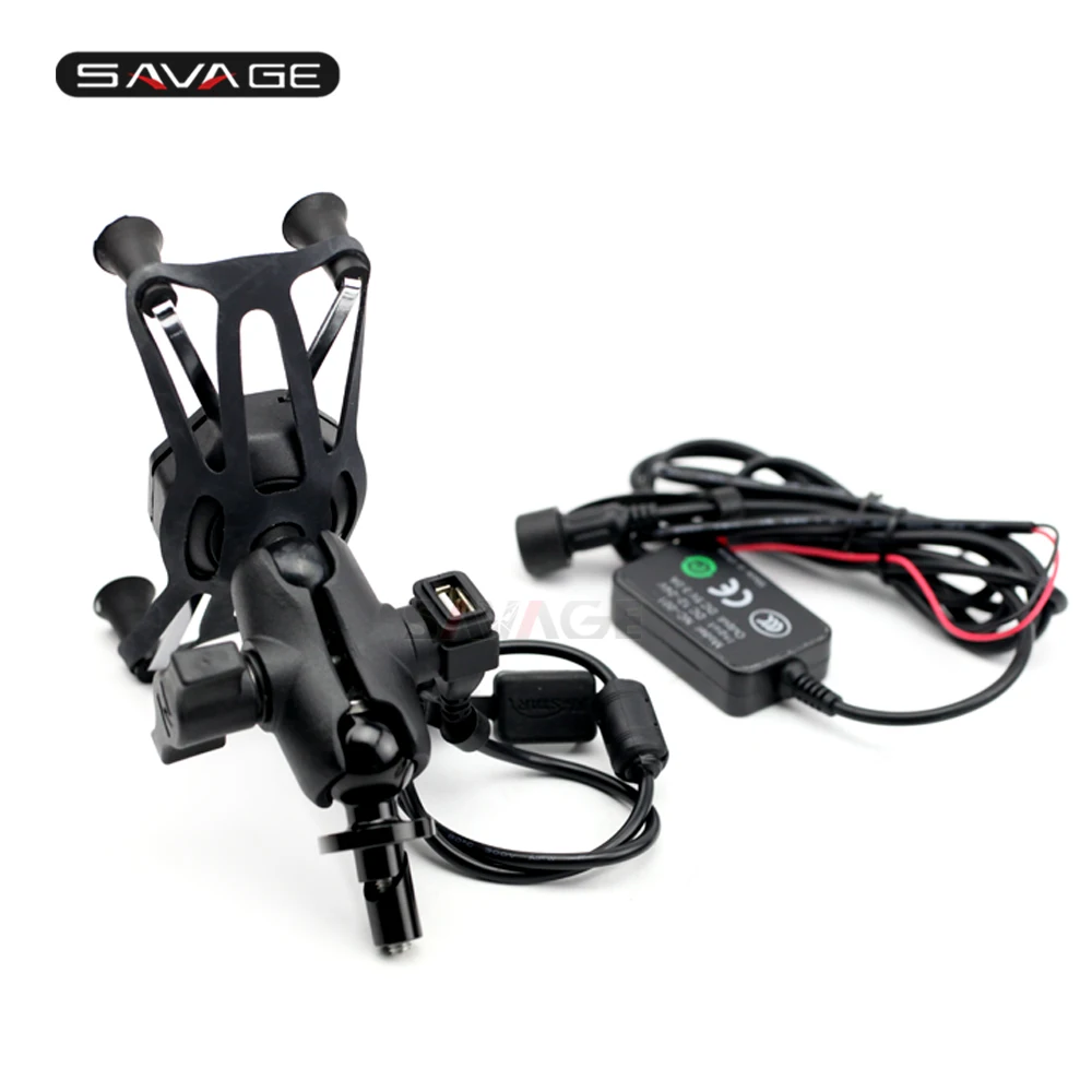 X-Grip держатель телефона для KAWASAKI NINJA 650/1000 Z1000SX ER-6F Concours 14 ZX-6R gps навигационный кронштейн для мотоцикла USB зарядное устройство - Цвет: Holder and USB