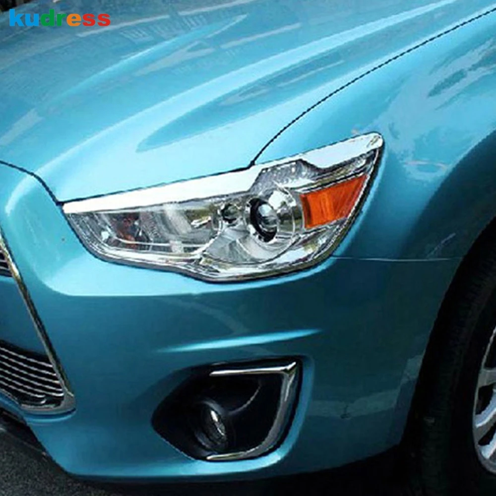 

For Mitsubishi ASX 2010 2011 2012 5dr Hatchback ABS Chrome Styling Outer Front Headlight Lamp Cover Shell Auto Model Trims 2pcs