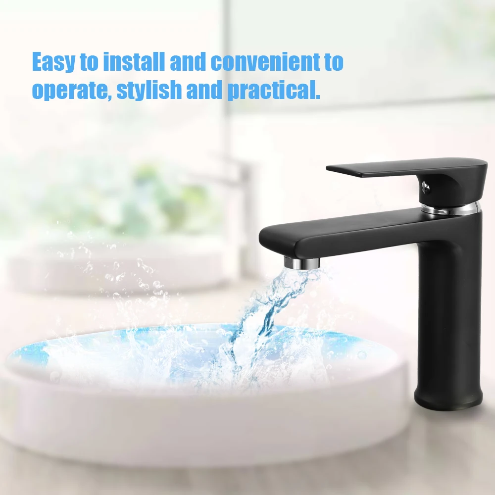 

New European-style kitchen faucet Basin Single-hole Frosted Surface kitchen mixer Single Linked Bathroom water tap Black Faucets