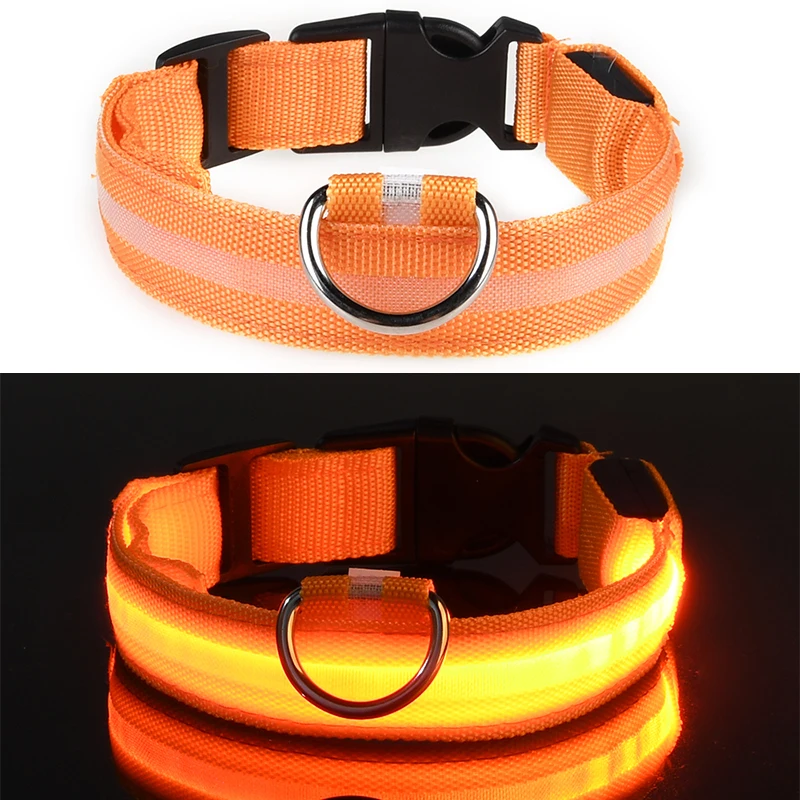orange Ошейник для собак, мигающий USB Перезаряжаемый светодиодный светильник безопасности, светодиодный ошейник для домашних животных, нейлоновый ремень безопасности для домашних животных, шейный ремень для маленьких и больших собак - Цвет: orange