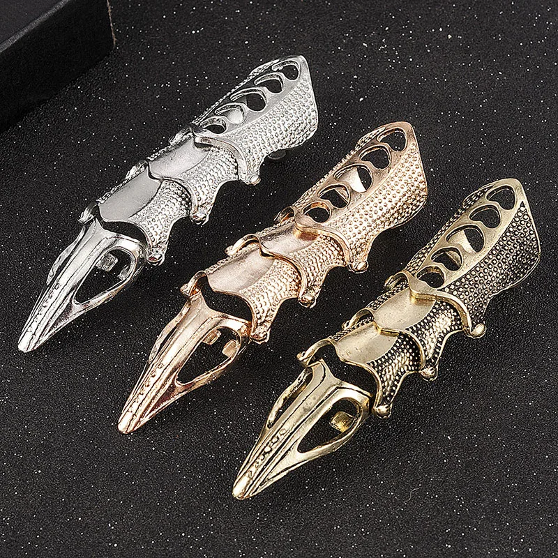 Retro Punk Gothic Armor Ring Bendable Metal Assassin Scroll Joint Knuckle Full Finger Rings for Men Women Jewelry | Украшения и