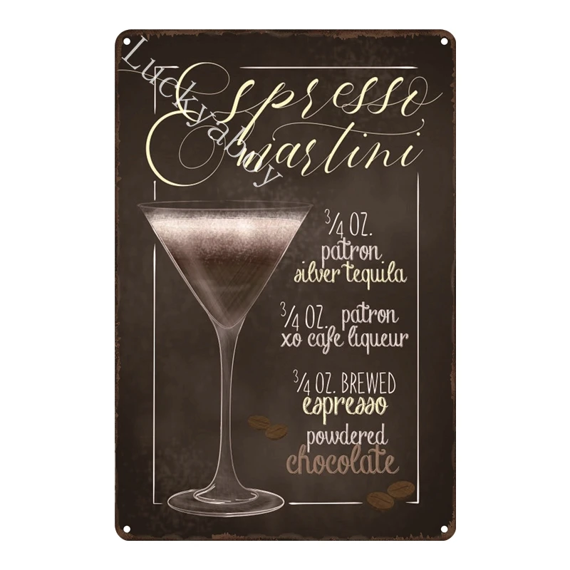 [Luckyaboy]Martini Mojito Cocktail Vintage Tin Signs Wall Plaque Custom Metal Painting Antique Gift home bar Pub Decor AL035