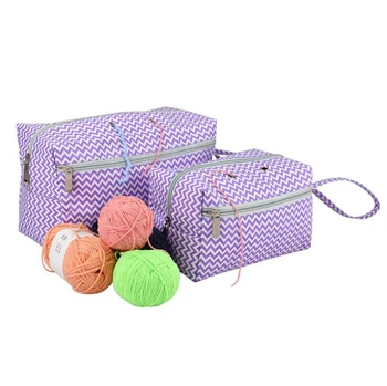 

Portable Knitting Needle Thread Crochet Woollen Storage Bag Pure Cotton Stripe Waterproof DIY Craft Organizer For Thread Storage