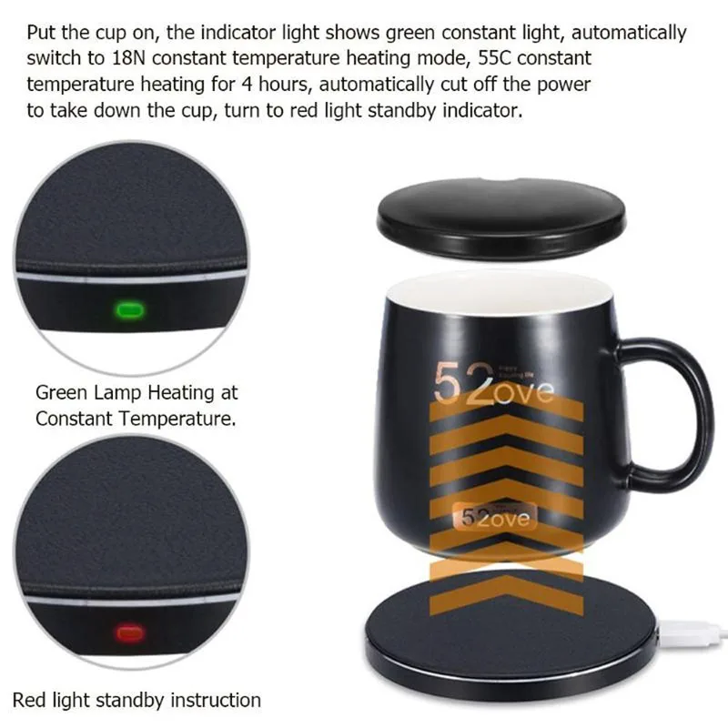 Подогреватель чашки кофе QC Беспроводное зарядное устройство 55 градусов Цельсия постоянная температура кафе чашка подогреватель без зарядного устройства кафе термостат