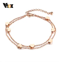 Vnox женский двухслойный ножной браслет в форме сердца из розового золота