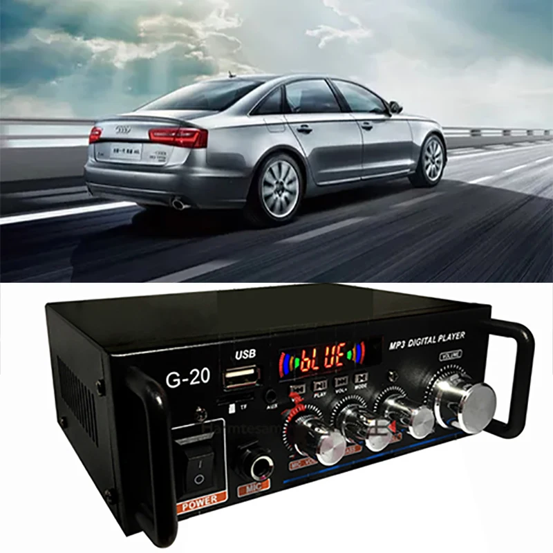 Hi-Fi Bluetooth стерео аудио усилитель FM музыкальный приемник Powstro умный цифровой USB 12 В/220 В Инфракрасный контроль усилитель автомобильный домашний