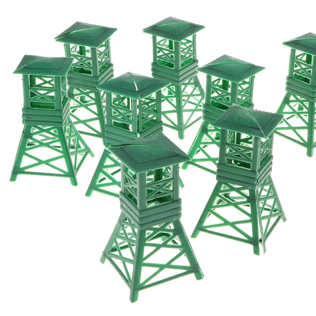 10 Pieces Plastic 9cm Watch Tower Military Wargame Scenery Building Army Men Playset Accessories for Children