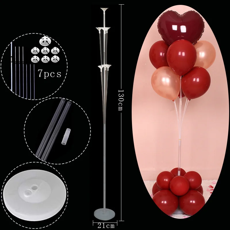 7 трубок подставка для воздушных шаров держатель колонки прозрачный пластиковый шар подставка Микки День Рождения украшения Детские Свадебные Воздушные шары-гирлянды - Цвет: 1 set 130cm