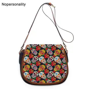 

Nopersonality Ladies Flower Skull Printed Casual Messenger Bag Stylish Single Shoulder Bags for Female Women Hasp Crossbody Bag
