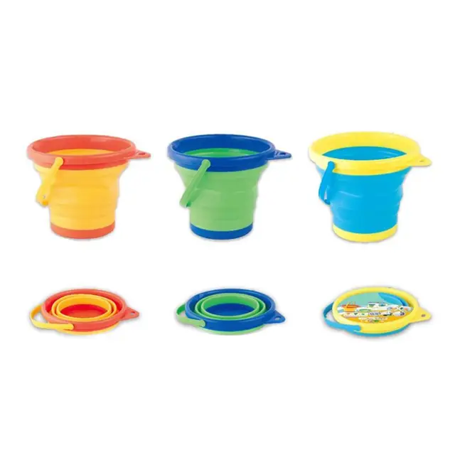 Portable Beach Bucket Sand Toy Foldable Collapsible Multi Purpose Plastic Pail N1HB 3
