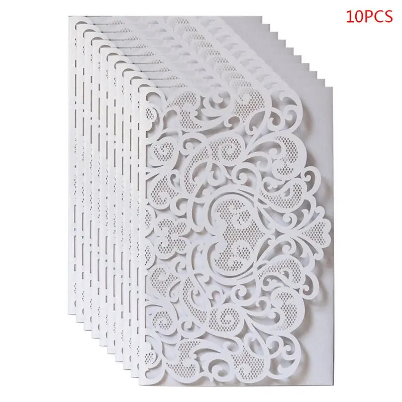  10pcs Laser Cut Hollow Heart Shape Wedding Invitations Card Party Supplies 831F - 4.00028E+12