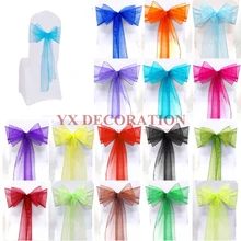 Высококачественная прозрачная лента на стул из органзы с бантом для покрытия банкета, свадьбы, праздника, Рождественского украшения