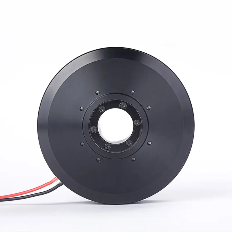HT100 Brushless DC Motor With Large Hollow Design Pancake Motor 24v High Torque Pan Tilt Rotor