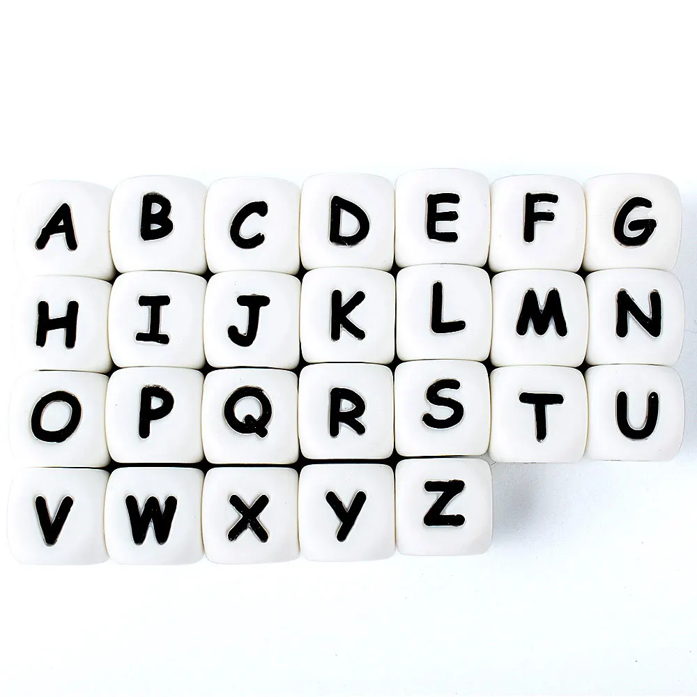 20/30/50/100/600/1000Pcs Letters Beads Baby Silicone Beads  Alphabet Teething Beads DIY Personalized Name Toys Pacifier Chain 5