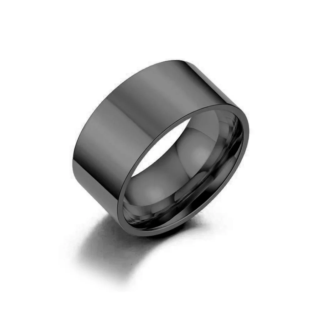 10mm Wide Glossy Ring For Men/Women Gold Color Stainless Steel Anniversary Party Ring Jewelry Anneau BR19159