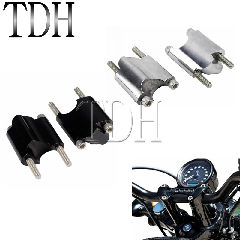 

For Harley Sportster XL1200X XL 1200 48 Black/Polish Motorcycle Aluminum Handlebar Riser Rise Height 2" Riser Extension 1" Bar