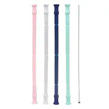 Многоразовые складные силиконовые питьевой соломы с чистящей щеткой бар посуда для напитков