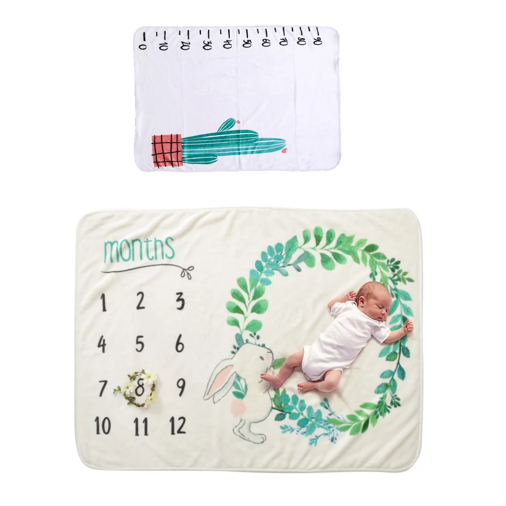 

Newborn baby Monthly Growth Milestone Blanket photography props Background Cloth Commemorate Rug Monthly Growth Number Rug