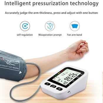 

Home Smart Arm Blood Pressure Monitor Medical Automatic Digital LCD Large Display Tensiometer Sphygmomanometer Health Care Blue