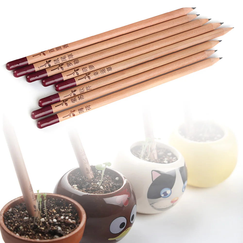 

8pcs Sketching School Wood Pencils Stationery Student Writing Utensils Bonsai DIY Office Smooth Drawing Comfortable Sprout Seeds