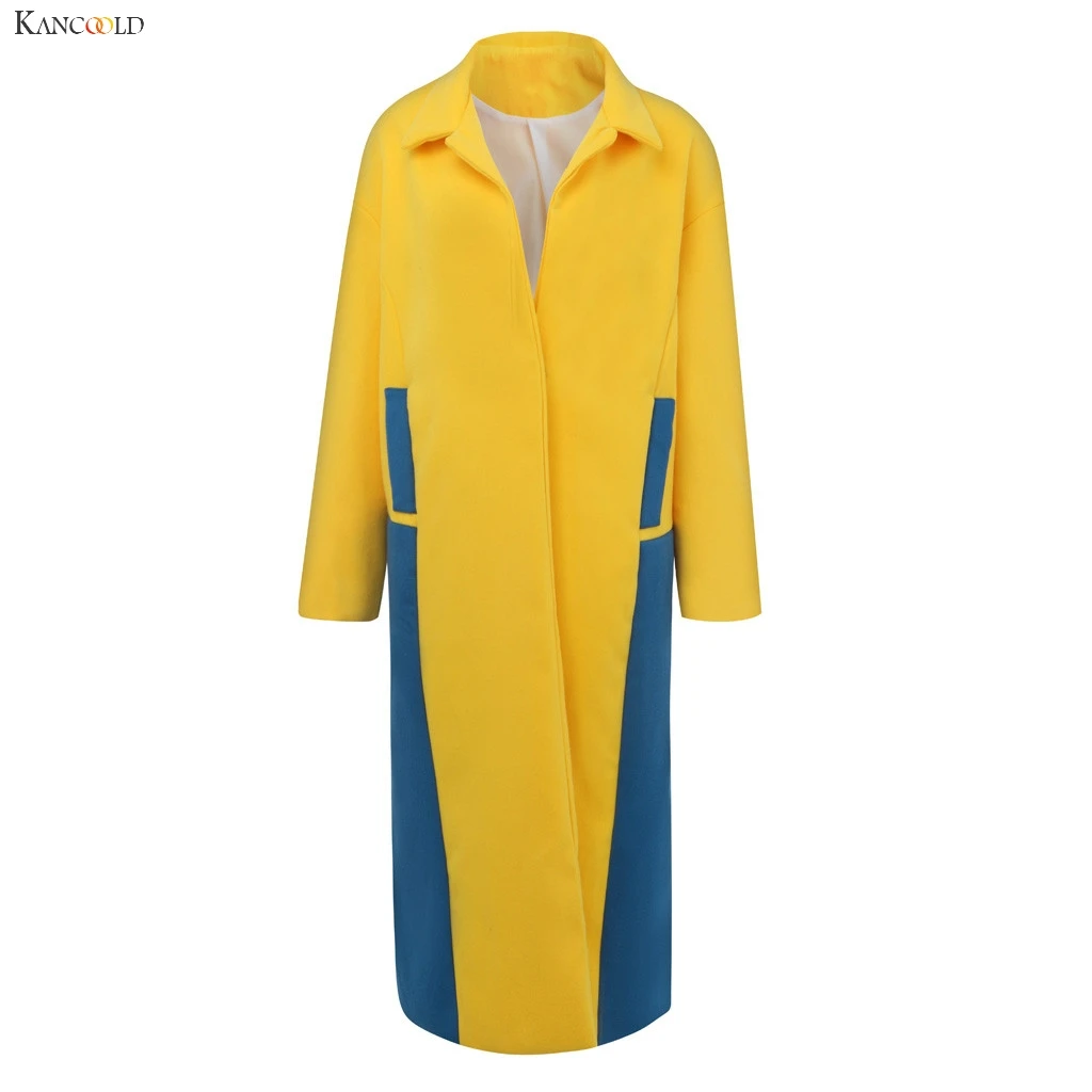 KANCOOLD пальто женское модное лоскутное отложной воротник пуговицы Карманы длинный рукав длинное новое пальто и куртки для женщин 2019Oct24