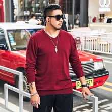 45-140 кг, весенний и осенний Мужской Хлопковый вязаный свитер с длинным рукавом и v-образным вырезом, однотонный Свободный пуловер для отдыха, свитера