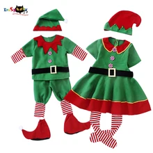 Christmas-Elf-Costume Outfit Cosplay Hat Santa-Claus Adult Family Matching Girls Kids