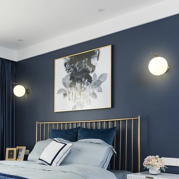 

Modern Glass Ball Wall Lamp Sconce Led Bedroom Wall Light Fixture for Home Decor Nordic Foyer Living Room Corridor Luminaire E27