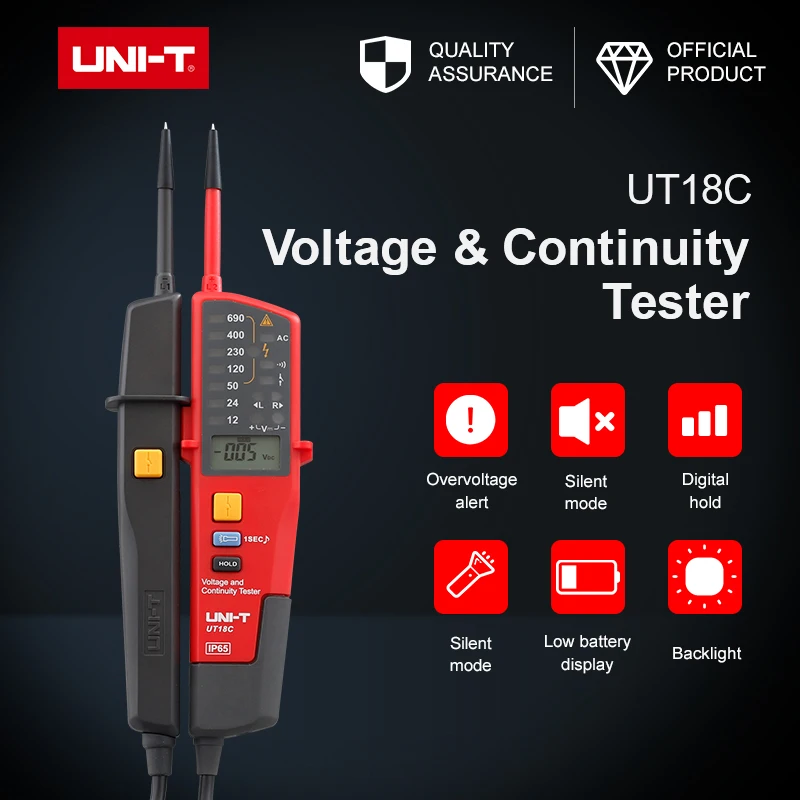 Тестер напряжения и непрерывности UT18C класс защиты IP65 водонепроницаемый