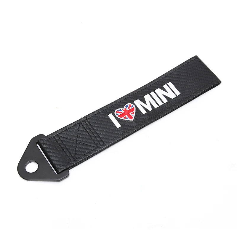 Ткань из углеродного волокна для прицепа буксировочный трос ремень для I Love MINI эмблема автомобиля передний бампер украшение для мини-аксессуаров - Цвет: 1