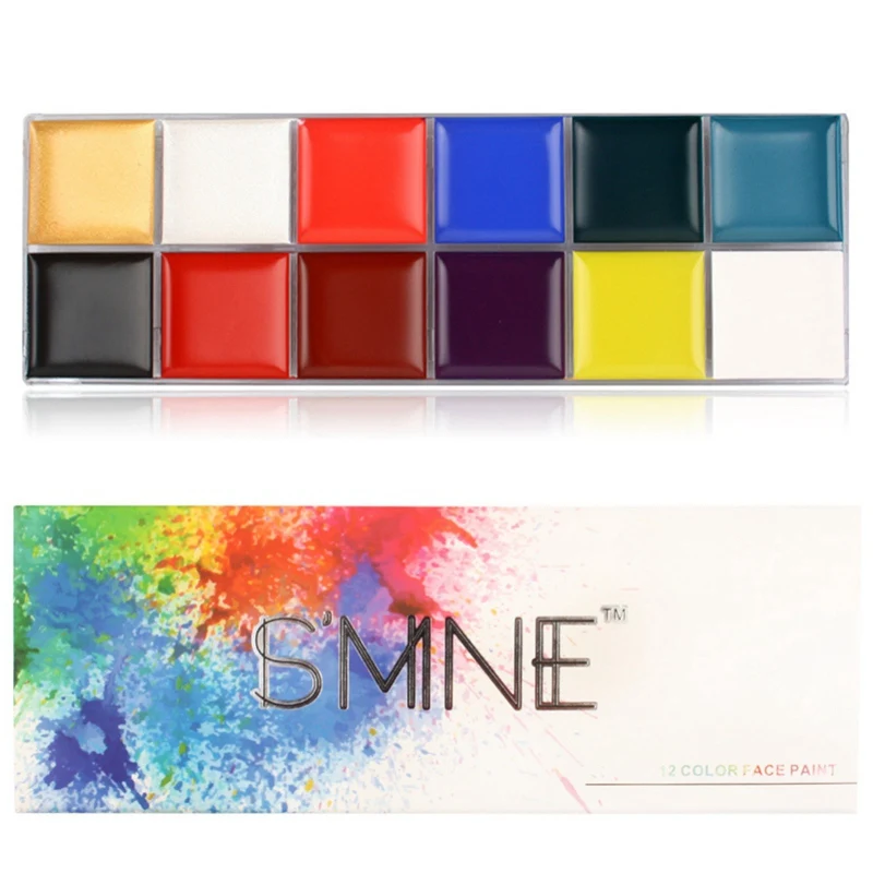 

12-Color Body Painting Palette Masquerade Oil Color Face Drama Paint Makeup Tool Clown Dance Party Halloween n